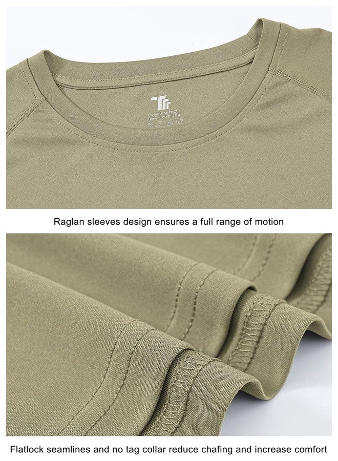 TBMPOY Men's Hiking Waterproof Shirts Dry Fit Athletic T-Shirts Workout SPF Shirts Long Sleeve Safari Outdoor Work Swim Fishing Tops Khaki S - Image 4